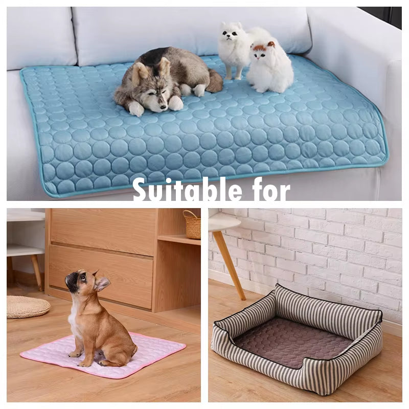 Kühlmatte Hund & Katze Sommer – Atmungsaktive Kühldecke für Sofa, Bett & Auto | Waschbar in 6 Größen | Haustier Sommerunterlage