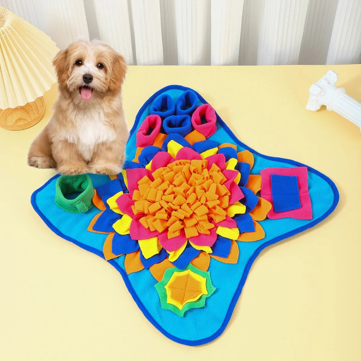 Schnüffelmatte Hunde Fleece – Interaktives Futter-Puzzle gegen Langeweile | Fördert natürliche Nasenarbeit | Rollbar & leicht waschbar