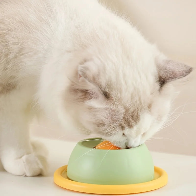Katzen Leck-Matte mit Drehball – Slow Feeder für Katzen
